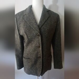 Liz Claiborne Dark Gray Tweed Wool Blazer Sz 2P